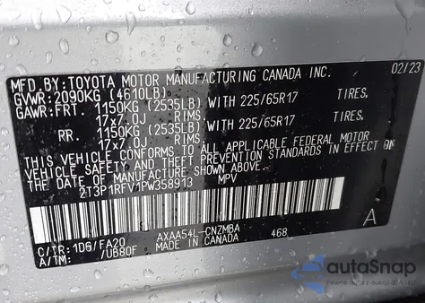 2023 Toyota Rav4 Xle from USA, damaged, VIN 2T3P1RFV1PW358913